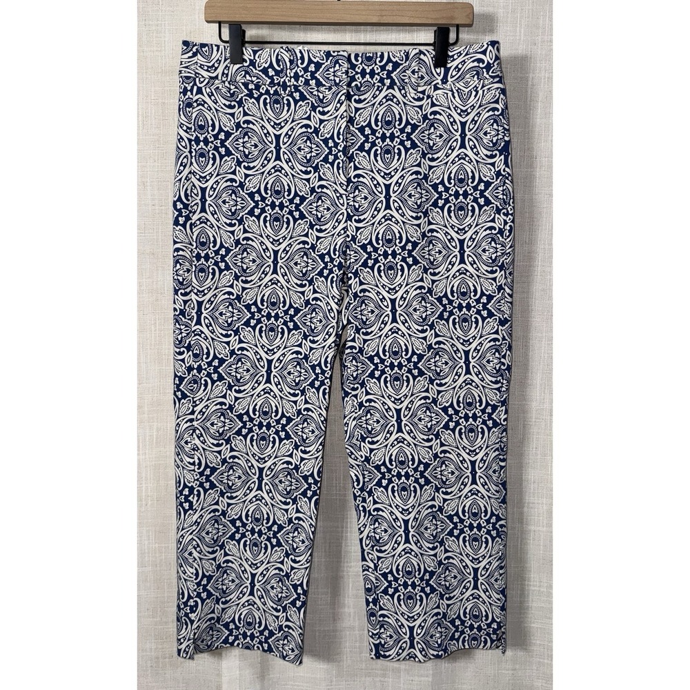 Lane Bryant Pants Women's 14 Blue Bandana 4 Season Mid Rise Slim Capri NWT $79